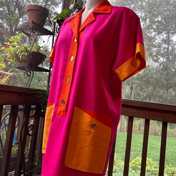 Vintage Tailored NR1 Color Block Shirtwaist Dress - Picture 9 of 15